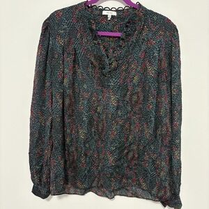 Reiss Women's‎ Gloria Snake Print Blouse Size 8 or M Green Multi Office Career